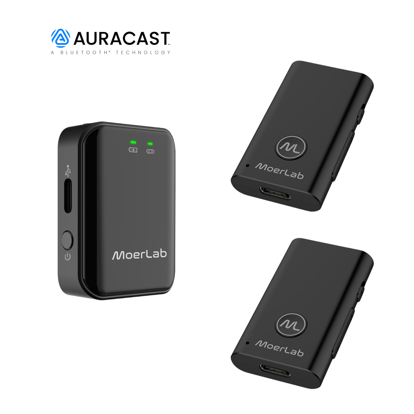 MoerLab® Auracast™ Solution Bundle: 1 SoundLinker™ Transmitter & 2 MoerDuor™ Transceiver