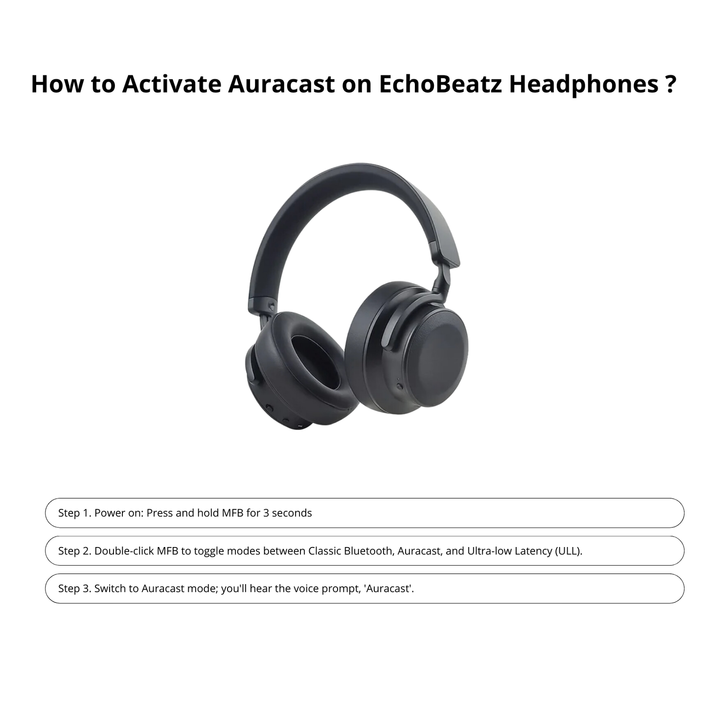 EchoBeatz™ ANC Auracast™ Wireless Headphones (Packed with DB100  ULL Auracast Audio Transmitter)