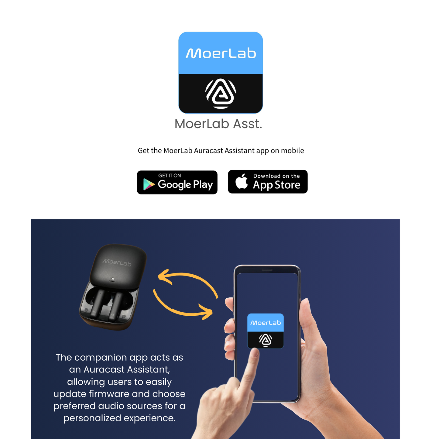 MoerLab Auracast Solution Bundle Kit: 1 MoerDuo & 2 hearClear Earbuds Bundle