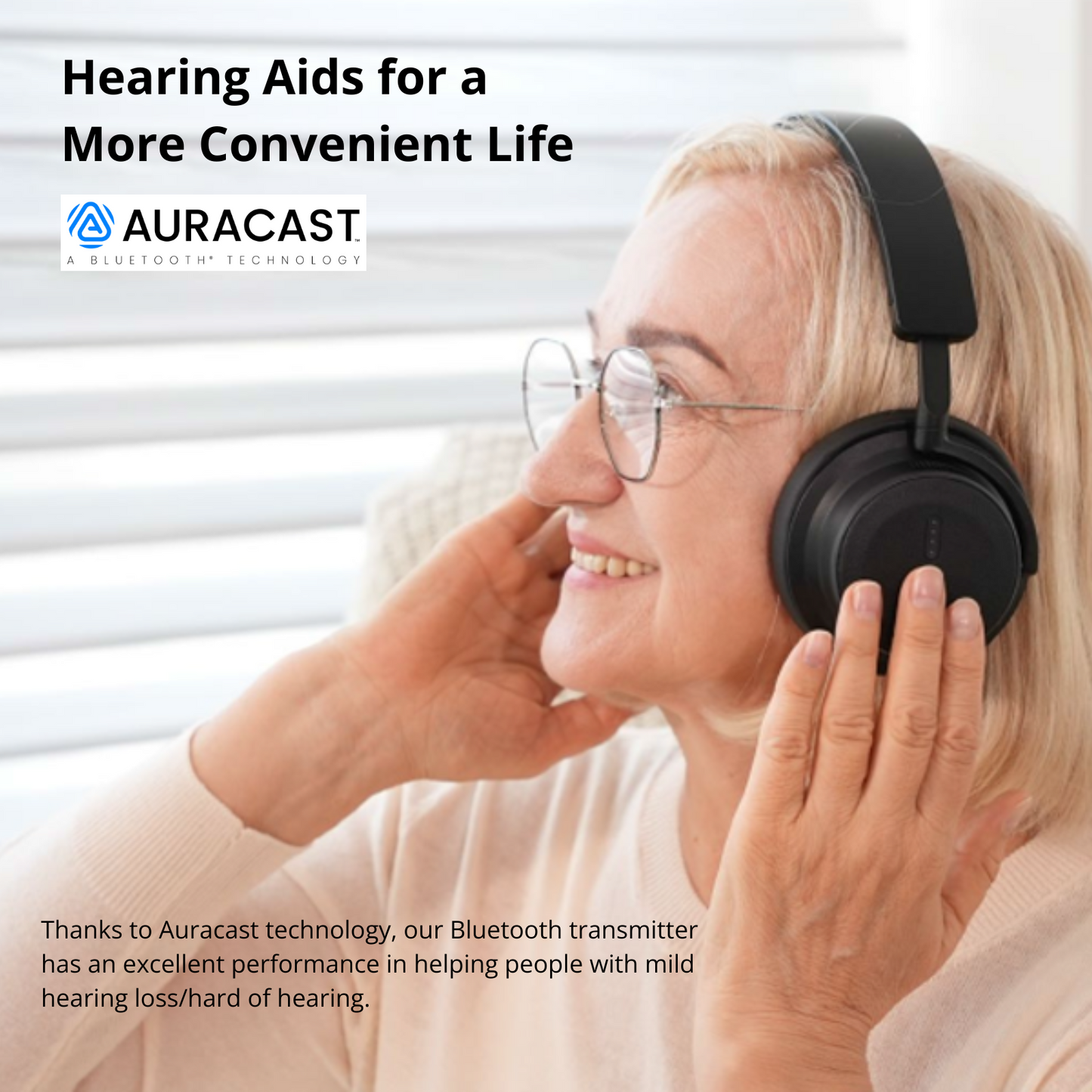 EchoBeatz™ ANC Auracast™ Wireless Headphones (Packed with DB100  ULL Auracast Audio Transmitter)